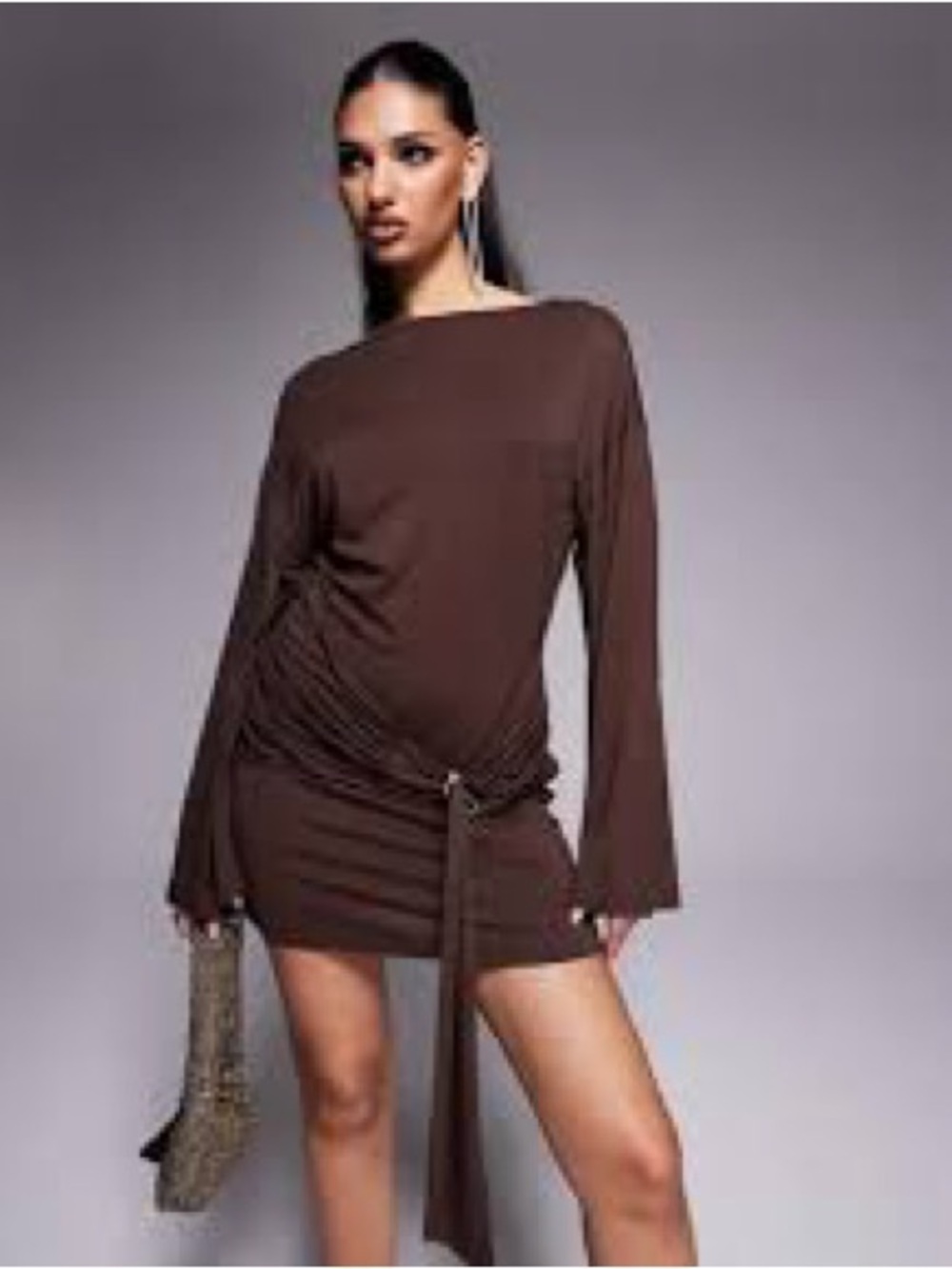 ASOS Design Slinky Belt Detail Cinch Dress - Picture 3 of 7
